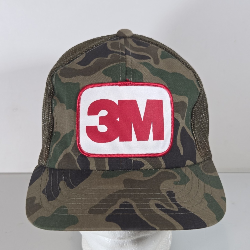 Vintage 3M Patch Camo Company Adjustable Snapback Trucker Hat